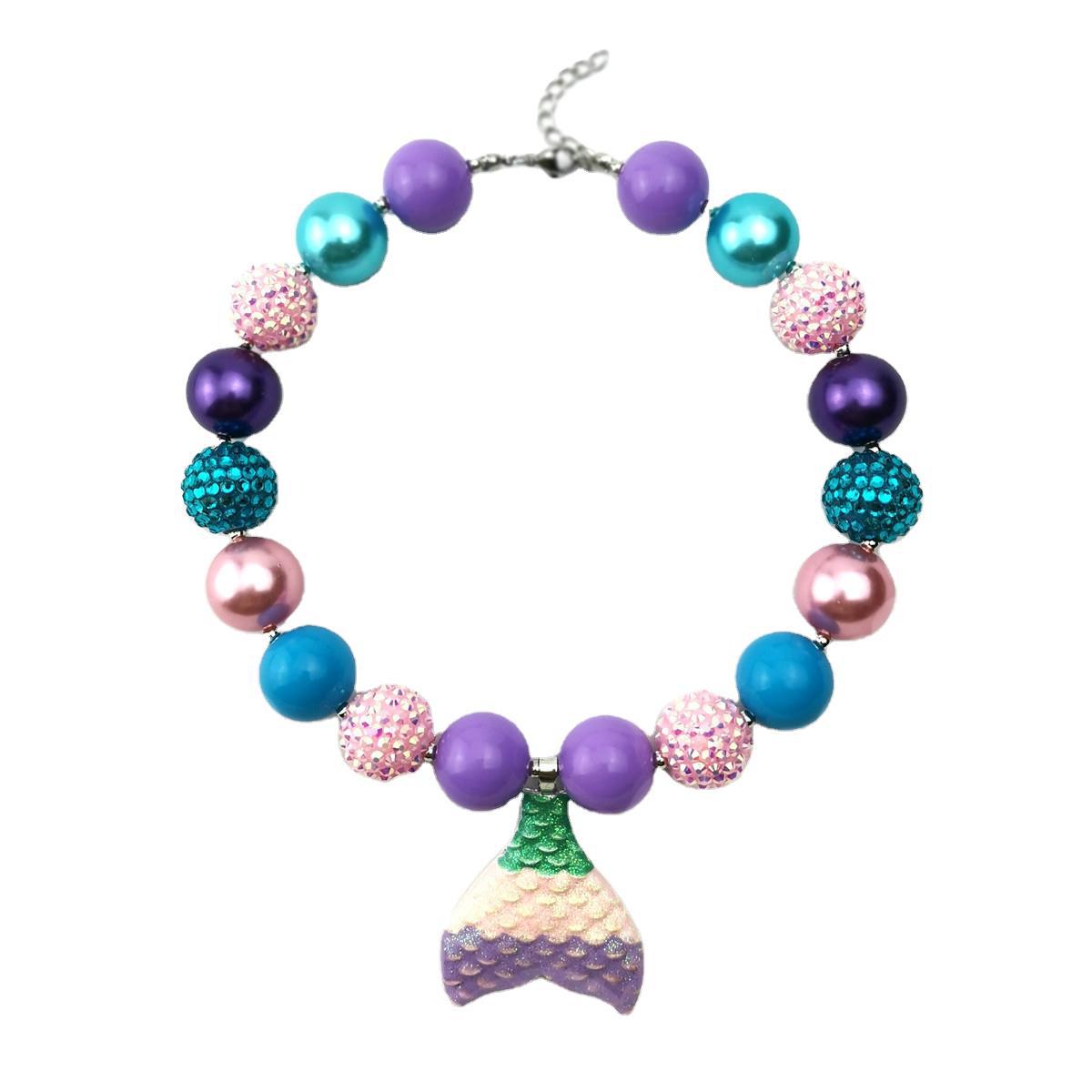 Collares acrílicos de aleación de aleación de mermail de color pescadora de cola de pescado